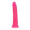 Realrock GITD Slim 8in Dildo Neon Pink