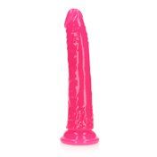 Realrock GITD Slim 8in Dildo Neon Pink