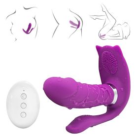 Pleasure Licking Wearable Vibrator Smooth Flexible Silicone Wireless Remote Control (Color: Purple)